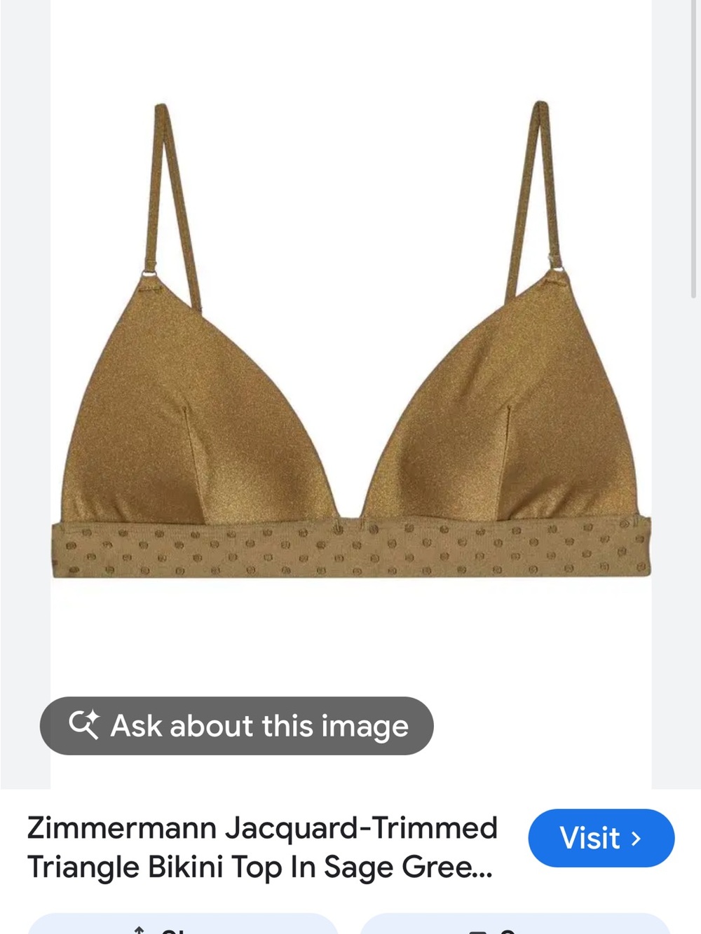 Zimmermann Metallic Gold Triangle Bikini Top